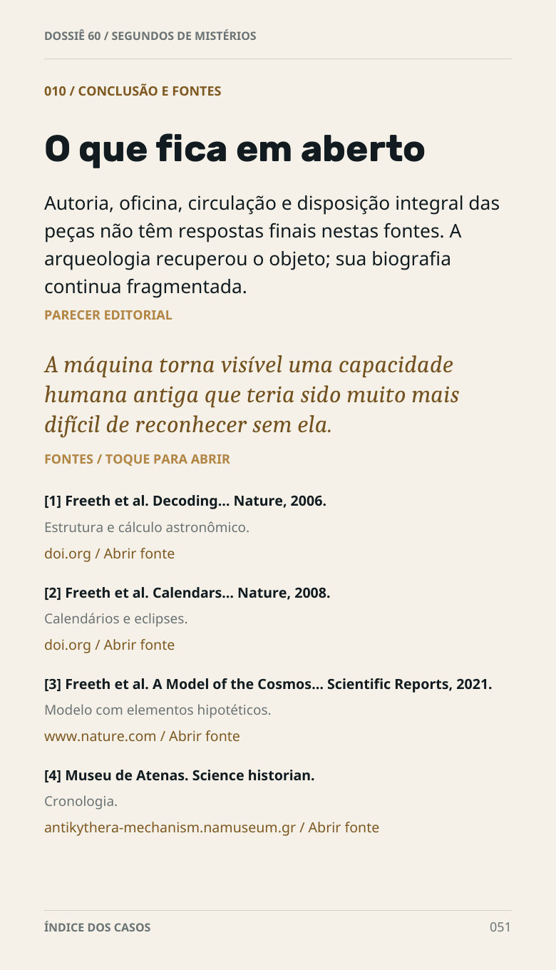 Página real de prévia do capítulo sobre Anticítera, 4 de 4